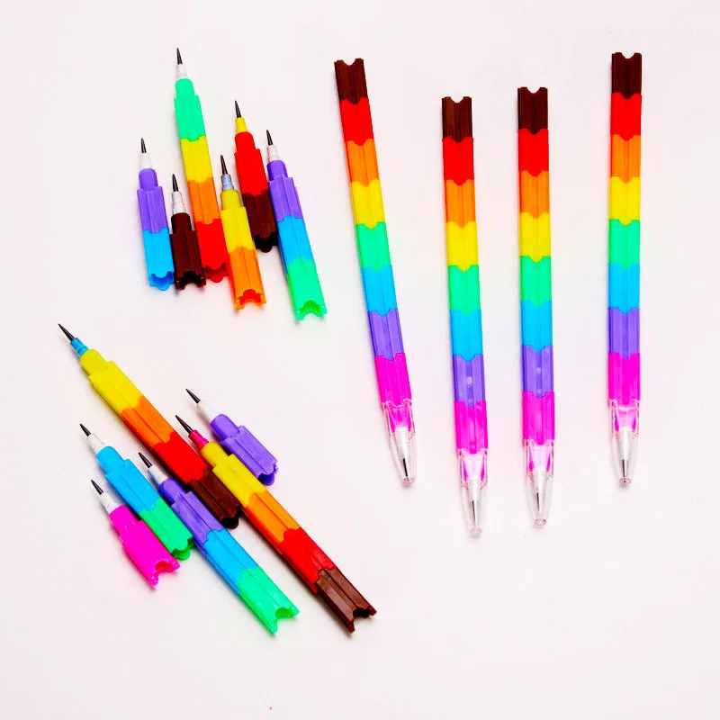 Creative Stationery Pencil 8 Section Building Blocks Pencils for Children