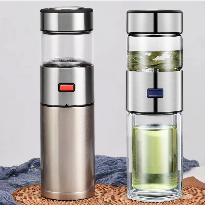 2020 Hot Sale Business Gift Tea Infuser Bottle Double Wall Glass Tumbler with Separator