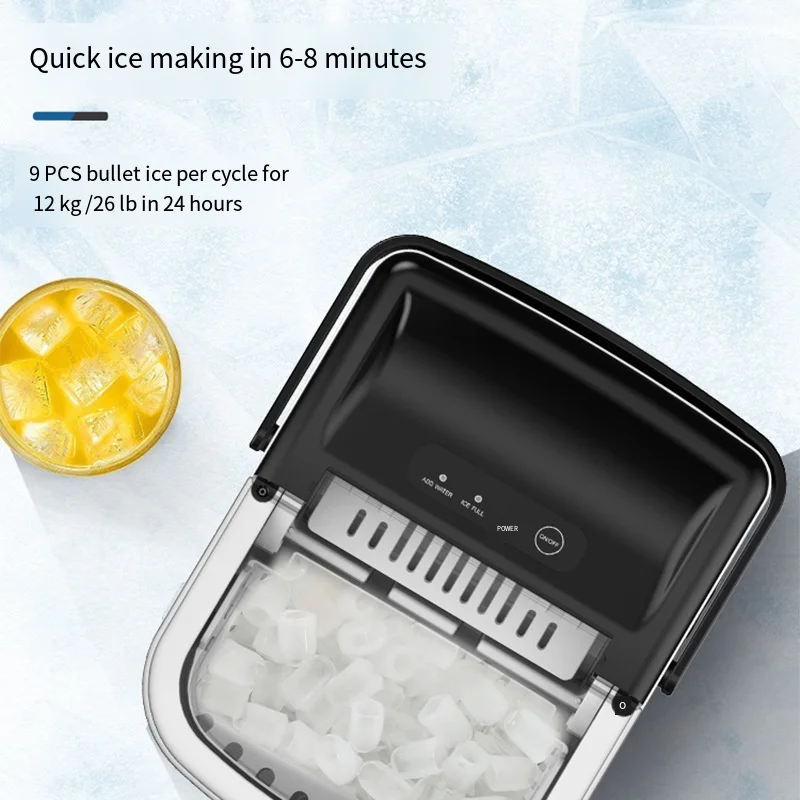 Beeman  Mini Portable Ice Maker Household Stainless Steel Countertop Bullet Shaped Ice Maker Machine