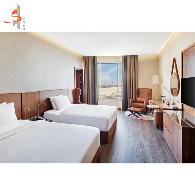 Customized Modern 5 Star Hotel Bedroom Furniture With Guest Room Furniture Set
