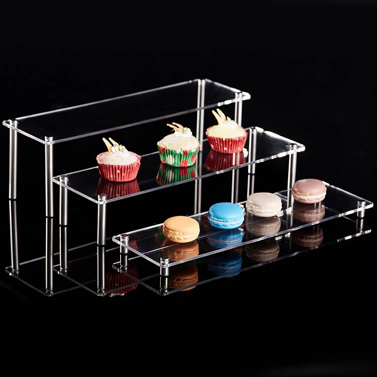 Custom Food Buffet Risers Clear Acrylic Figure Display Stands Counter Acrylic Cupcake Desserts Riser