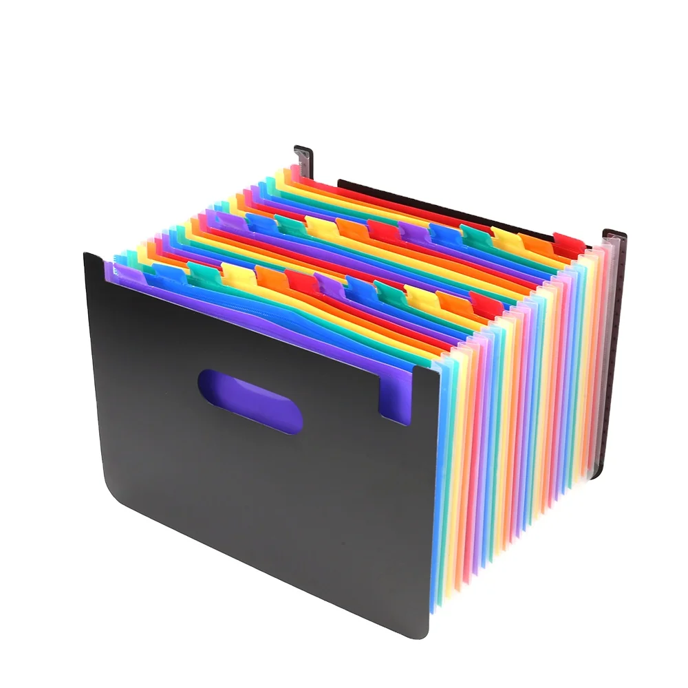 wholesale high quality A4 pp plastic 24 pockets classification folder organizer expanding file with handle