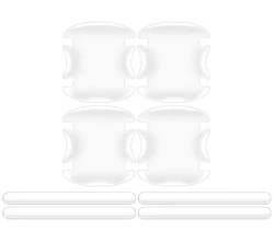 8Pcs Car Door Transparent Anti-collision Protector Bar Stickers Side Edge Protection Guards Rear View Mirror Cover Strip