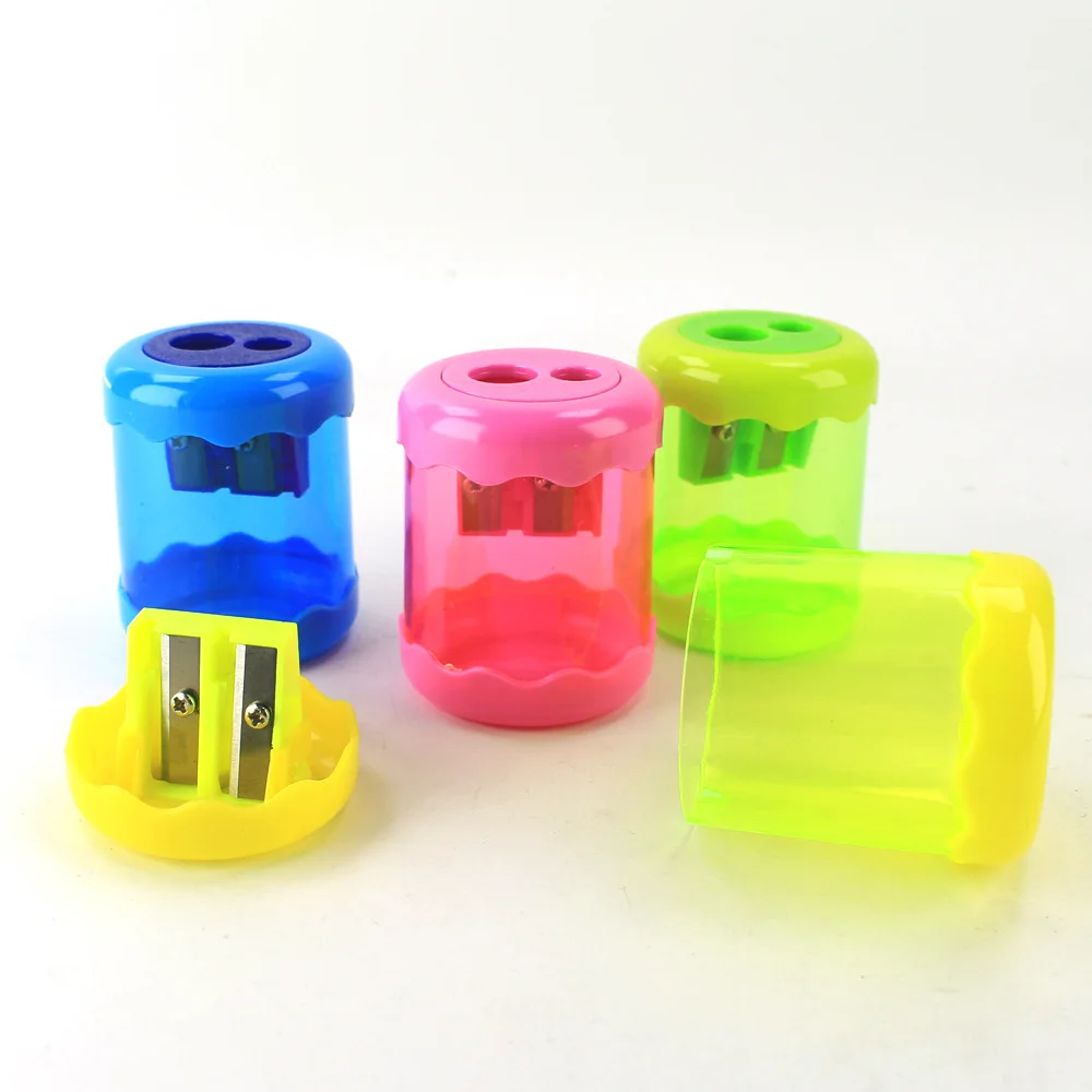 Soododo Factory Direct Four-Color Large-Capacity Double-Hole Handheld Pencil Sharpener