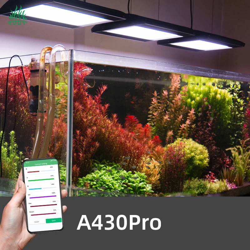 Черный светодиодный аквариумный светильник WEEKAQUA A430Pro для пресноводного аквариума с управлением через приложение в стиле ADA RGB на солнечной батарее