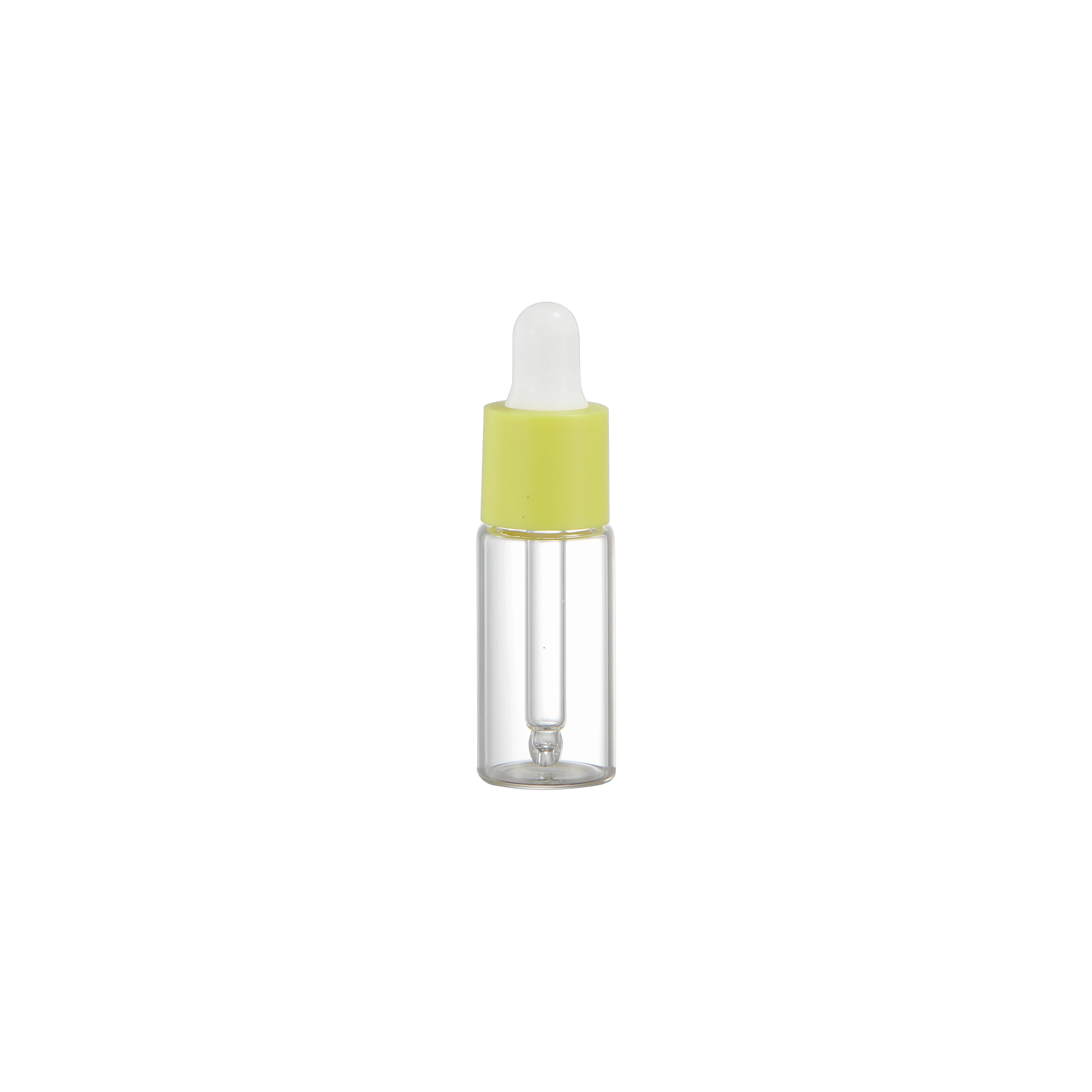 Custom Cosmetic Packaging 5ML Clear Glass Dropper Bottle with Yellow Bulb Dropper