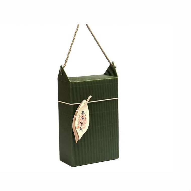 Wholesale high quality custom tea folding corrugated packaging box with rope