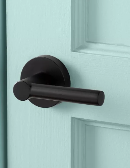 Matt Black Modern zinc alloy material  privacy bathroom heavy duty door lever set handle  locks