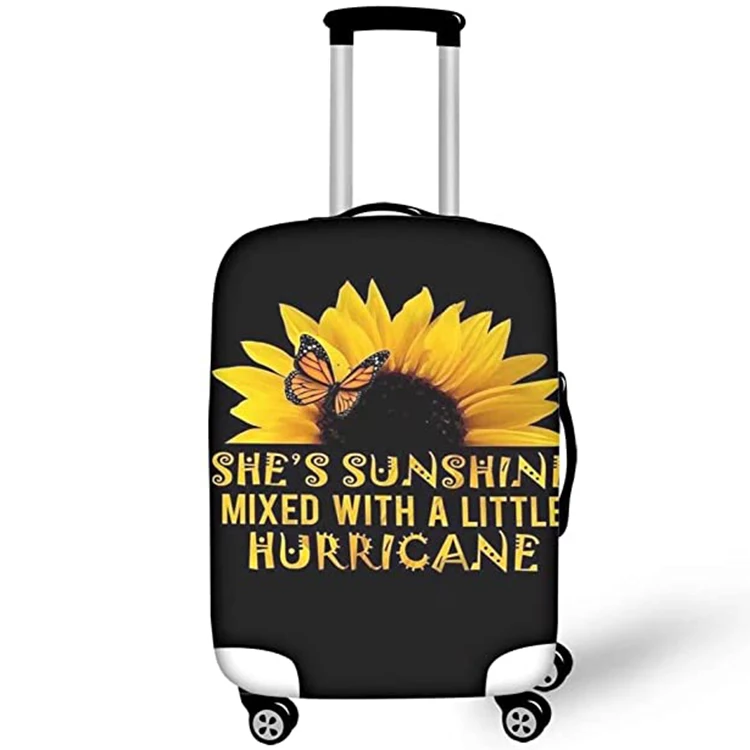 Travel Luggage Suitcase Protective Sunflower Cover,Sublimation Blank White Yellow Floral Luggage Covers/