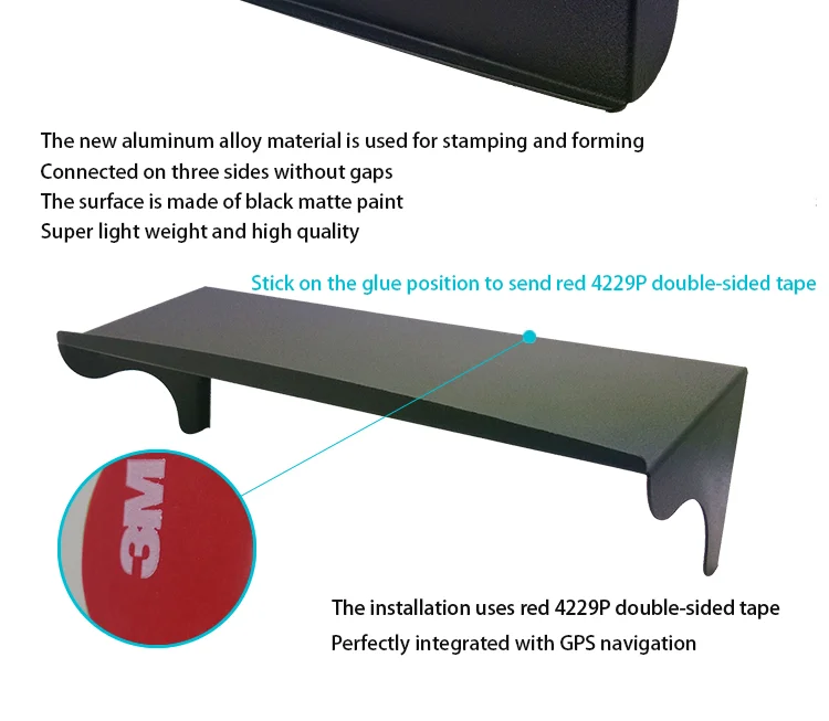 Suitable for car display navigation 9-inch large screen 200mm aluminum alloy sunshade