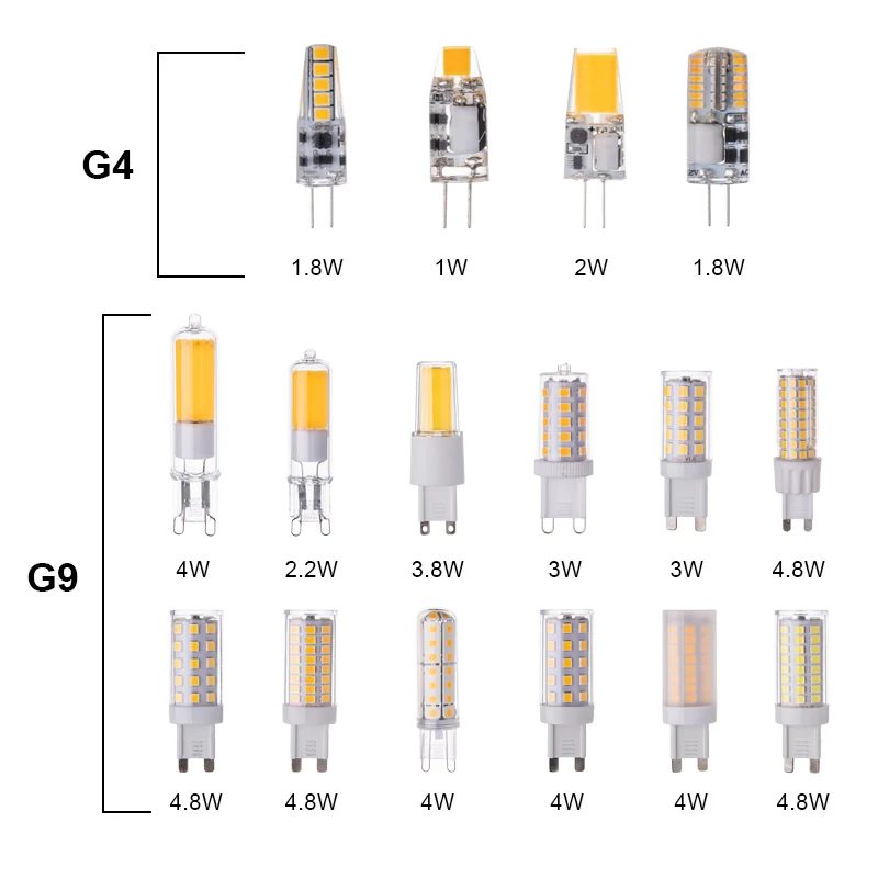 Factory ERP G4G9 ACDC1224V 50W 60W Halogen Spotlight Bulb Lamp Dimmable 4W 4.8W Bi Pin Base Light G4 G9 LED SMD COB Bulbs