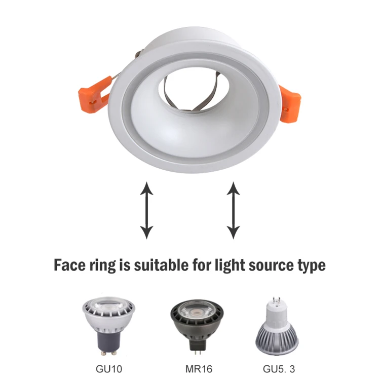 
Guangdong white black round home office GU10 fixture led spotlight housing 