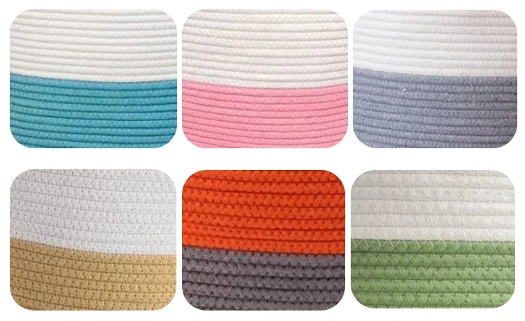 Extra Large Storage Baskets Cotton Rope Basket Woven Baby Laundry Basket with Handle