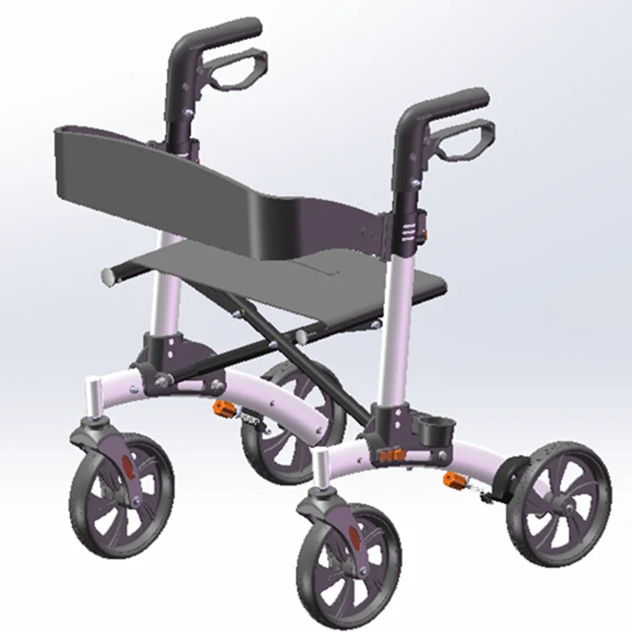 Aluminum frame assisted walking wheelchair disabled walker rollator walker with crutch holder
