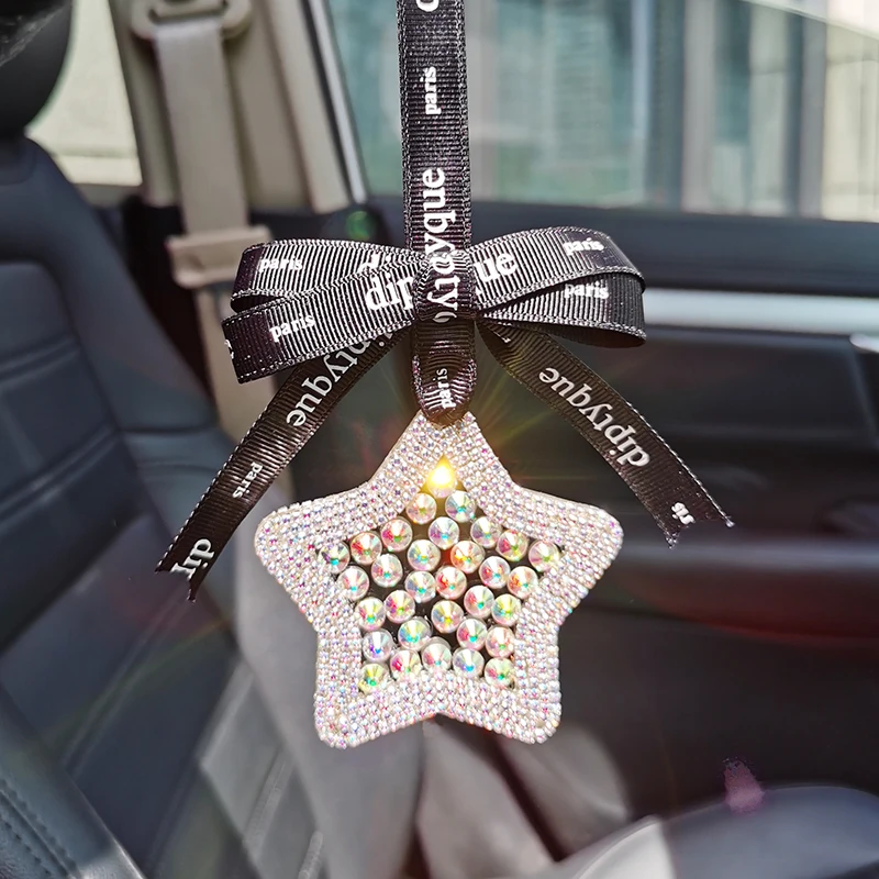 stars pendant in car pendant rearview mirror net red car decoration inlaid with diamond creativity