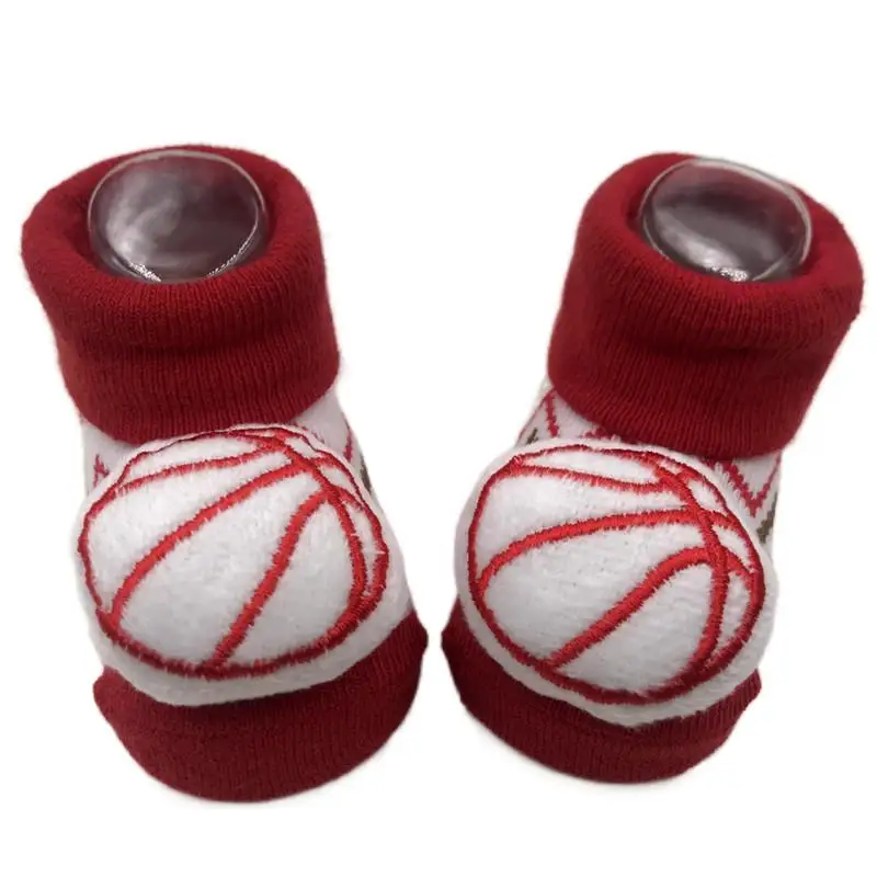 Cute Infant Baby  Printed Rattle Socks Cotton Toddler 3D Animal  Baby Socks With Toy And Rattle