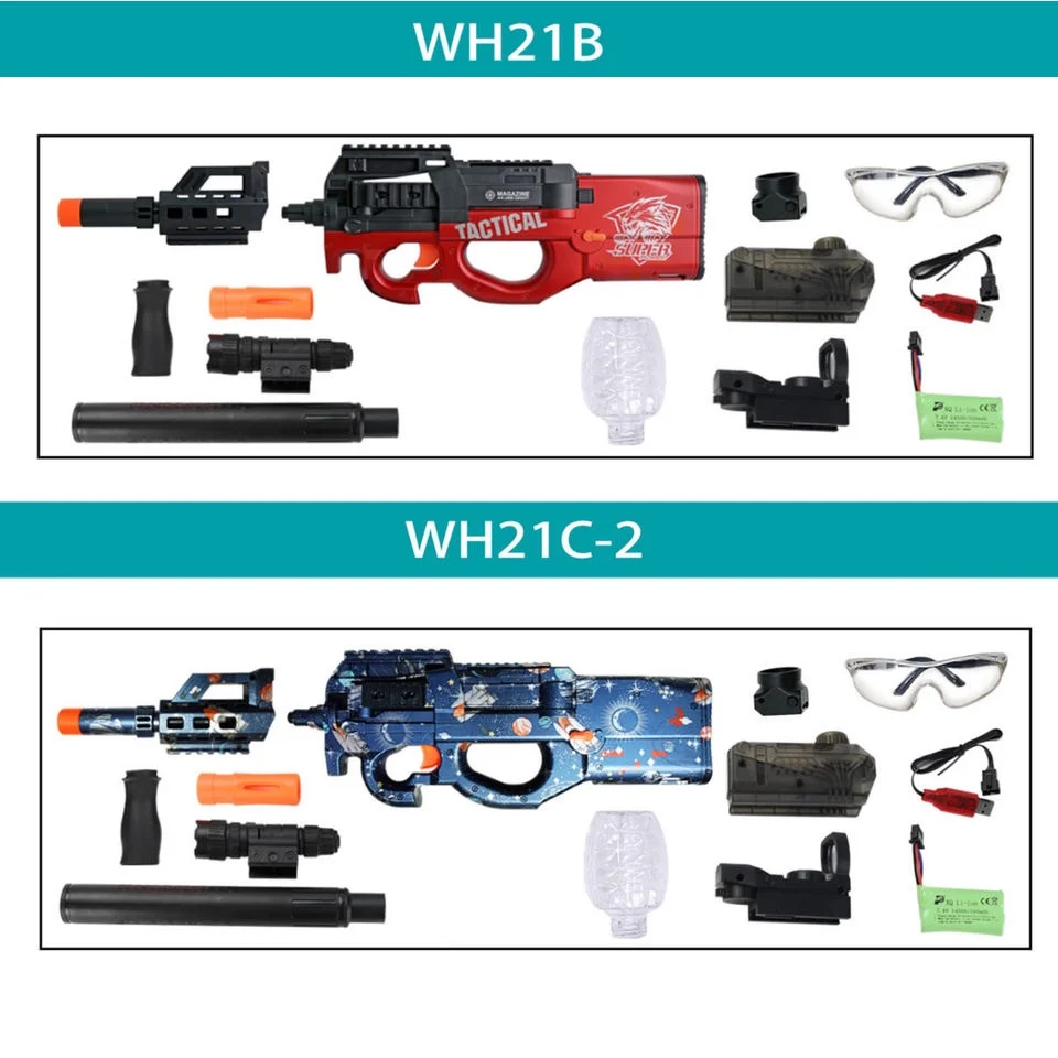 Wholesale P90 Toy Gun Tactical Submachine Splat Blaster Manual & Automatic Dual Mode With Two Hopper Fed Mag Kids Gifts