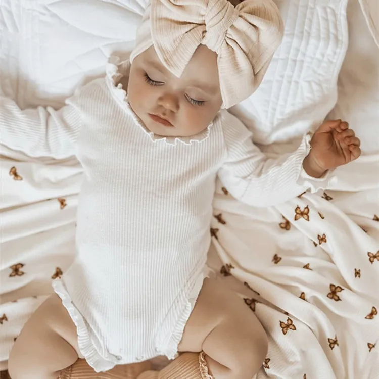 OEM Baby Girls Kids Clothing Sets Long Sleeve Shirt Bloomers Casual Outfit Ribbed Cotton Set Baby