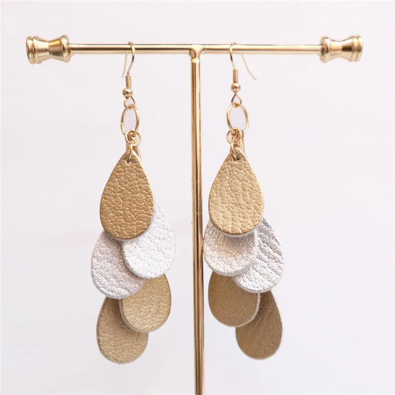 Holiday Pieces Women Jewelry Sets Sold In Lots Designer Vegan Making  Supplies Multi-Layer Water Droplets Leather Earrings