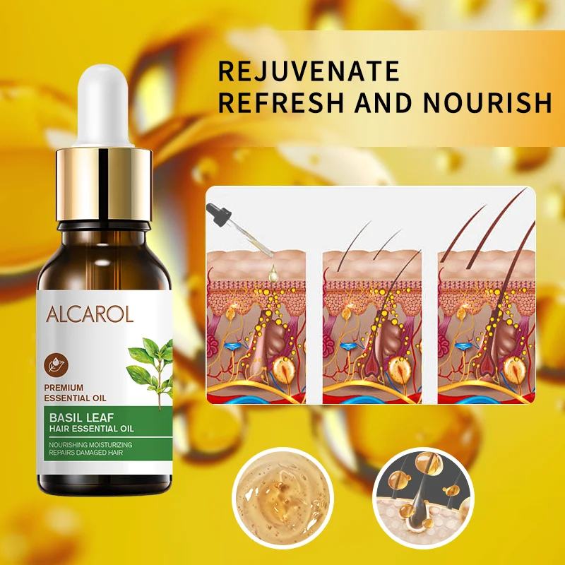 Private Label Wholesale 100% Pure Natural Basil Leaf Repair Hair Oil NourishingScalp and Hair Essential Oil