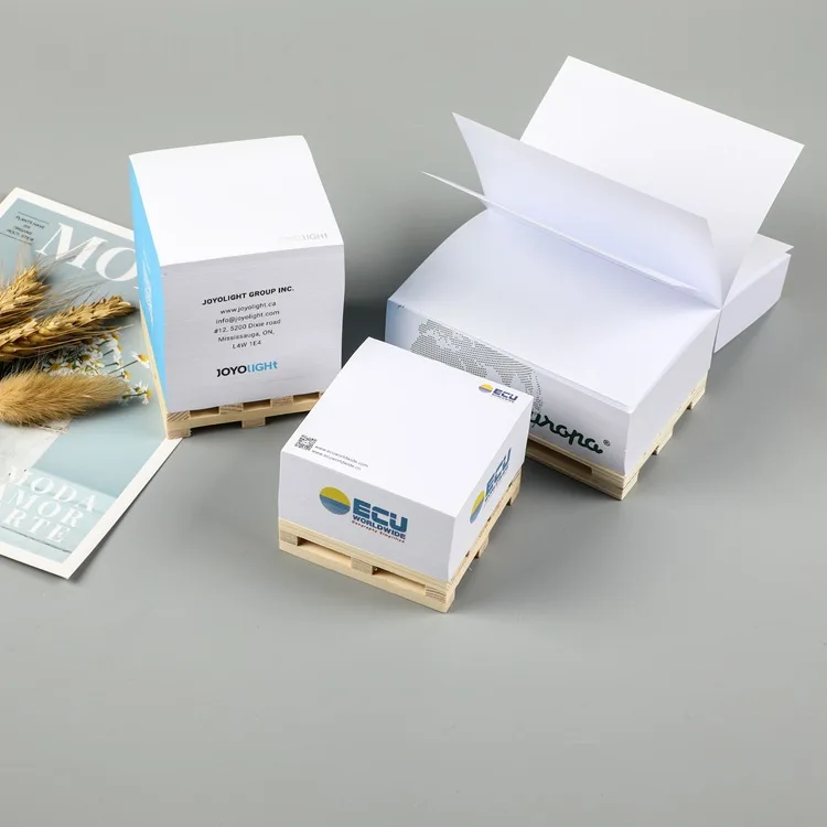 Custom 4 Side Printing Cube Sticky Notes With Wooden Pallet