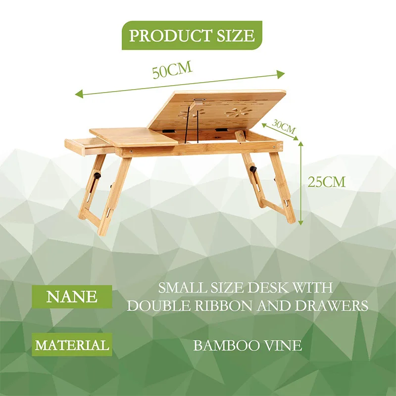 Bed Reading Table Stand Tray Laptop Table Drawer Adjustable Bamboo Home Furniture Carton Laptop Desk Computer Desk