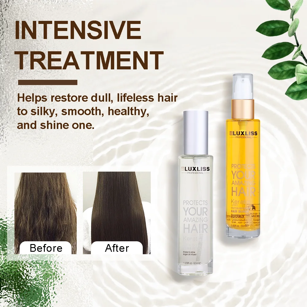 LUXLISS Argan Oil Heat Protection Shine Mist Hair Serum For Frizzy Bittle and Dry Damaged Hair Hair Serum