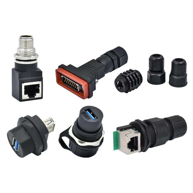 wholesale IP68 Waterproof Rj45 Connectors Cable Male Female Assembly Panel Ethernet Wire Rj45 Connector