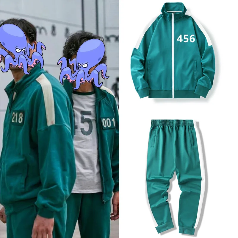 TMW kid and adult 6XL thick squid game 456 Costume Clothes Korean TV Two Piece sportswear men track suit squid game tracksuit