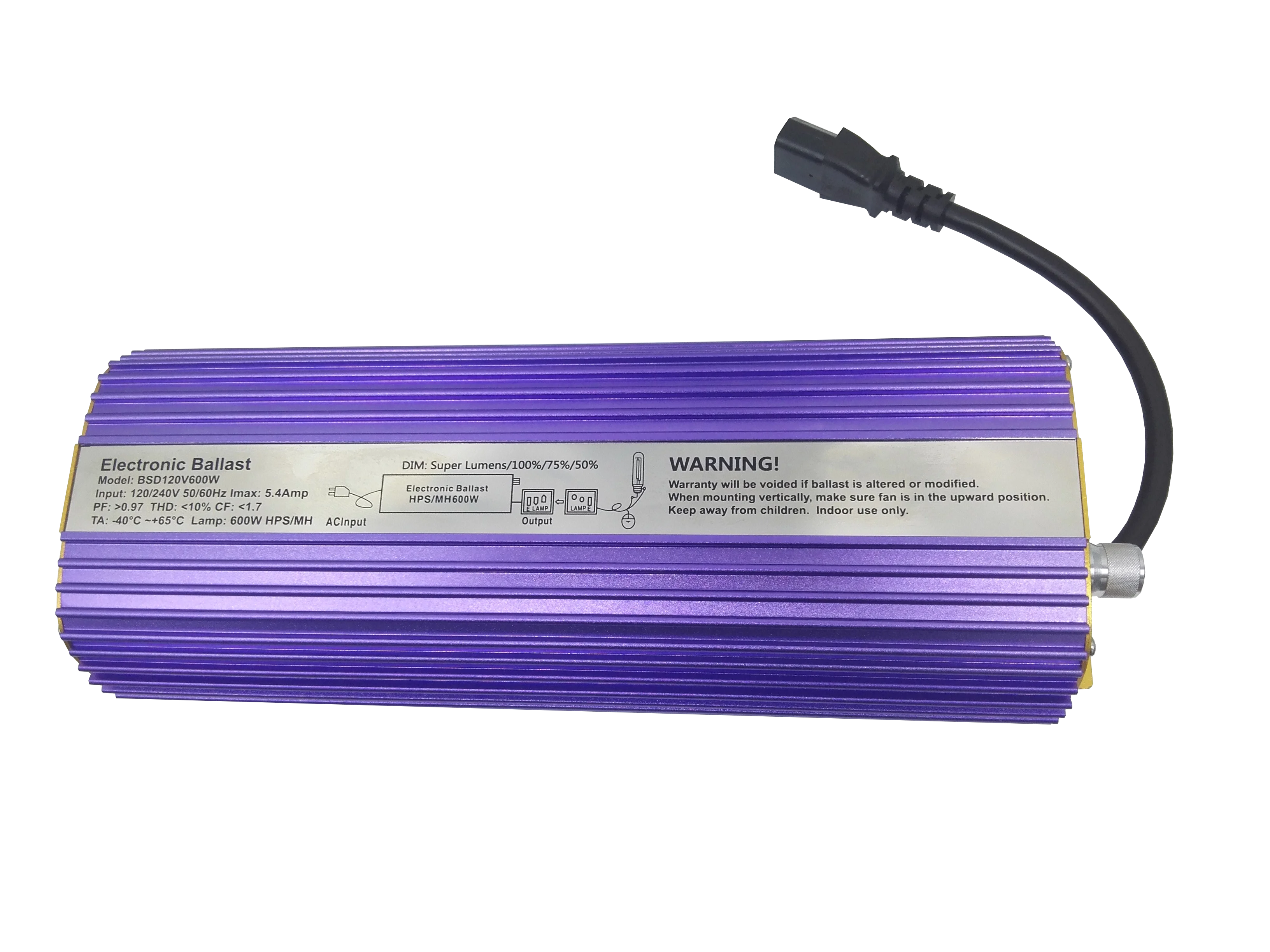 
600 Watt Digital Dimmable Electronic Ballast 120v 240v for HPS MH Grow Light Bulb Lamp 