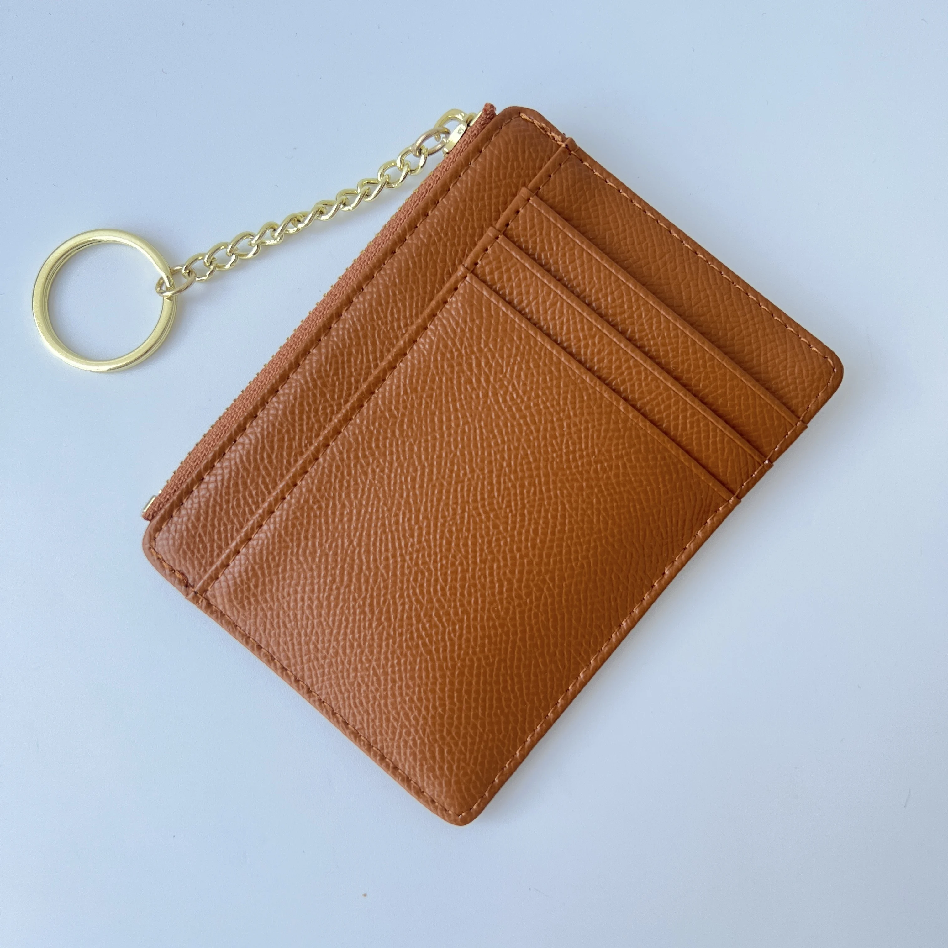 Чехол для карт тонкий кошелек с передним карманом женщин держатель кредитных брелком монет минималистский