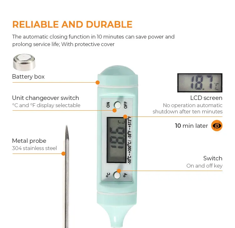 Hot Sale Green Household LCD TP101 Cooking Electronic Food Thermometer