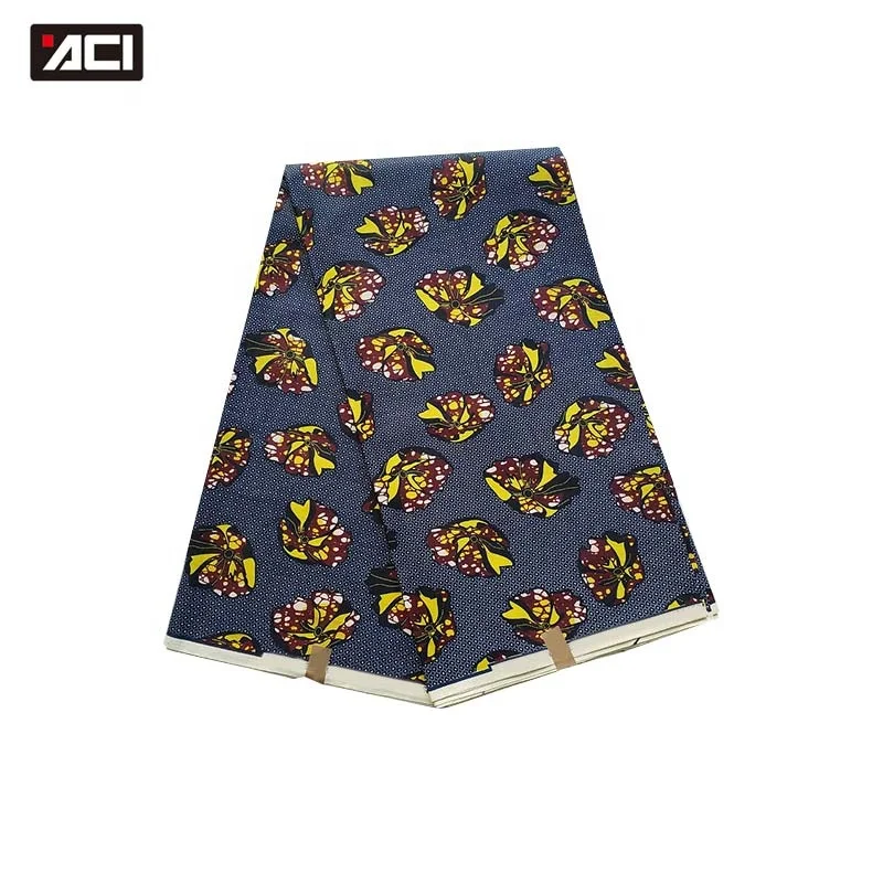 ACI Ankara Fabric African Real Wax Prints Cotton Tissus Africains Nigeria Batik Wholesale African Wax Fabric 6 Yards/Piece