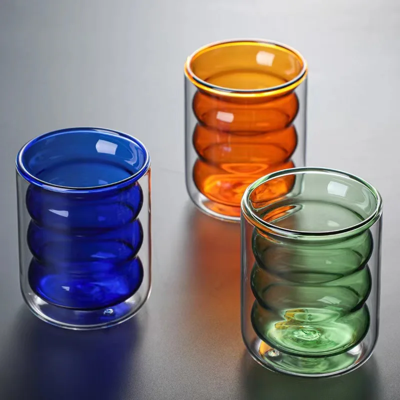 Fashion design Creative Glass Cup Small Double Wall Glass Mug