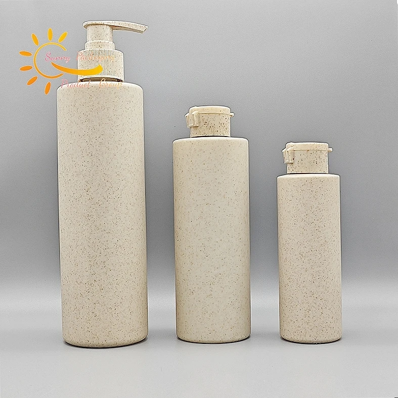100ml 250ml 300ml 400ml 500ml Biodegradable Soft Touch Hdpe Wheat Straw Empty Bottle with Plastic Twist Nozzle Cap for Oil