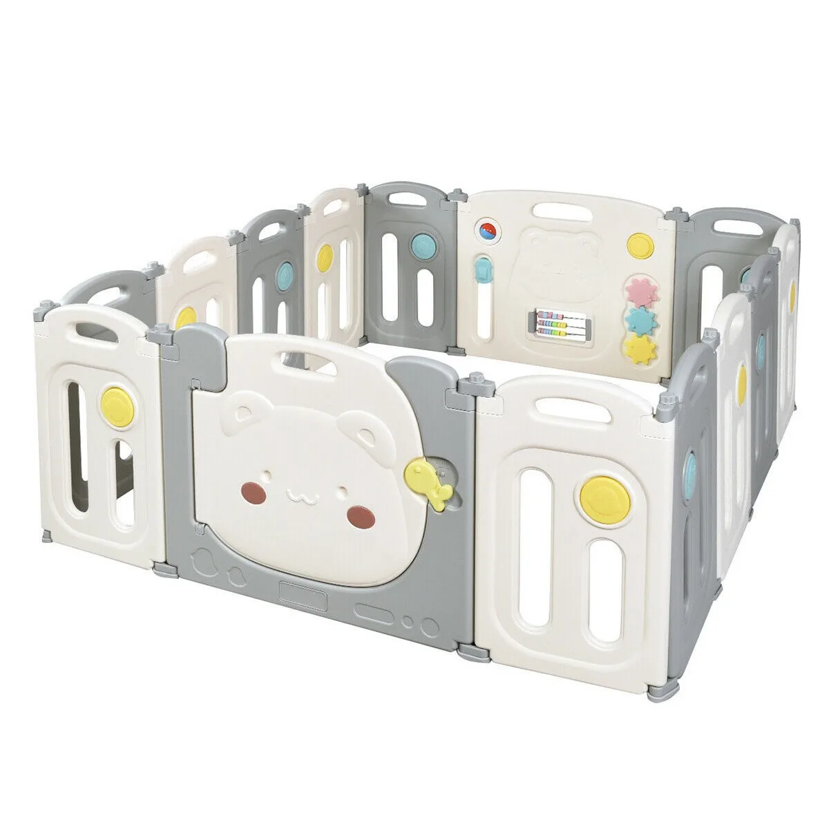 ABST Modern baby playpen grey and white high quality play fence plastic folding fence