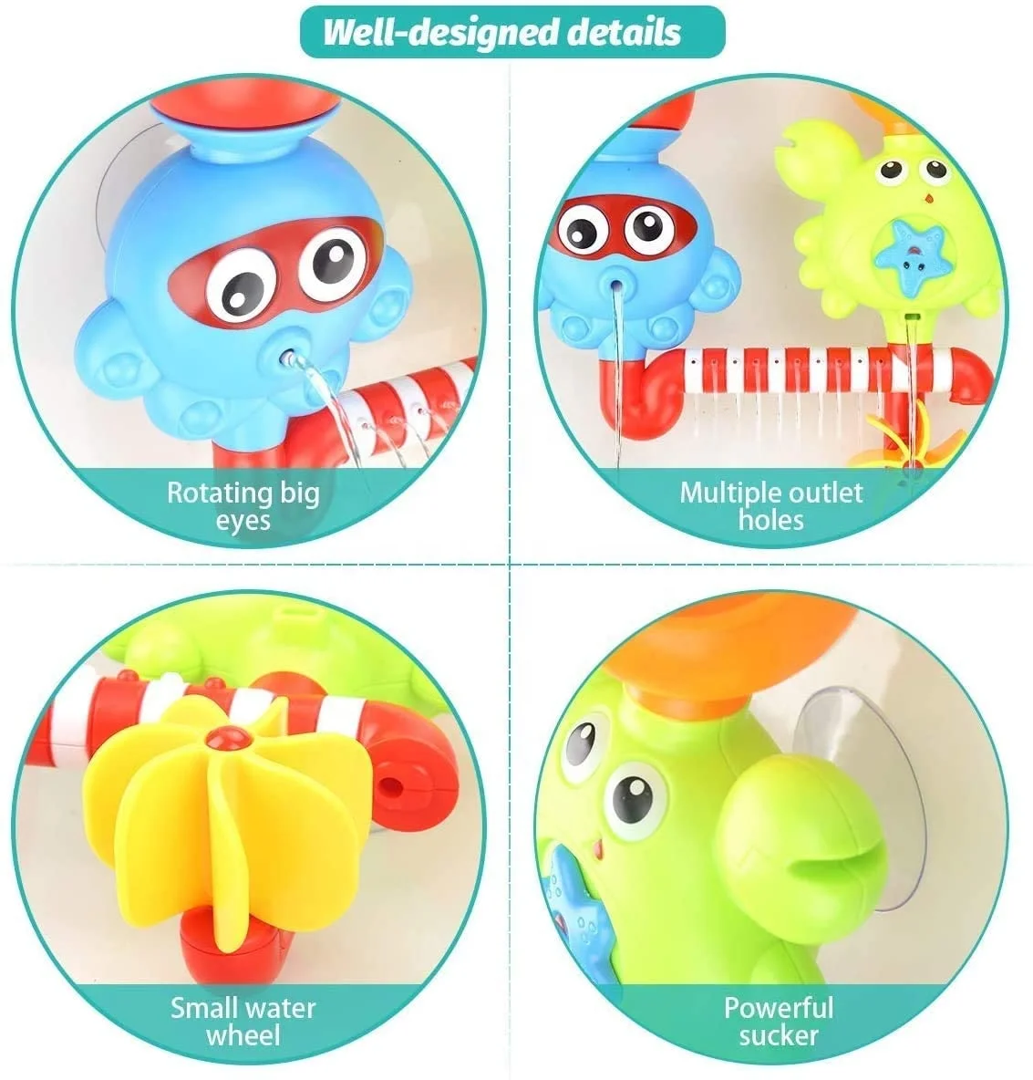Bath Non Toxic Toys Birthday Gift Wall Toy Waterfall Fill Spin Flow Kids Bathtub Toddlers Bath Toys