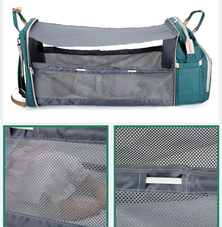 Baby diaper bag and bed portable Foldable multi-function fashion mummy mochilas backpack diaper bags with changing station