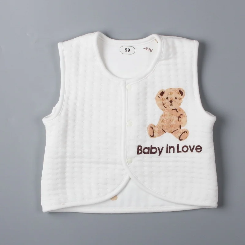 Custom Oem Odm Newbron Baby Boys Girls Top Vest 100%cotton Toddler girl clothes baby teddy bear plush printing Baby boy clothes