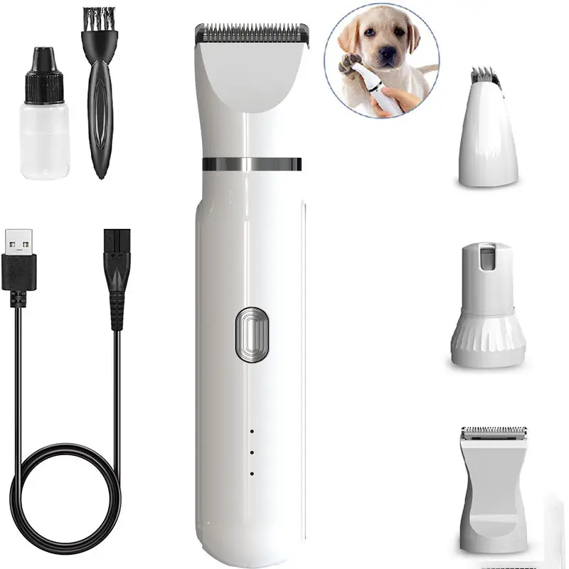 New Trend 4 in 1 Portable Pet Grooming Tools Rechargeable Low Noise Pet Nail Clippers