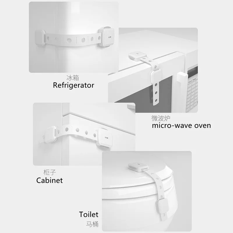 Toilet Seat Lock Child Safety Ideal Baby Proof Toilet Lock with Adhesive,Cabinet,Refrigerator,Micro-wave oven,5 pack