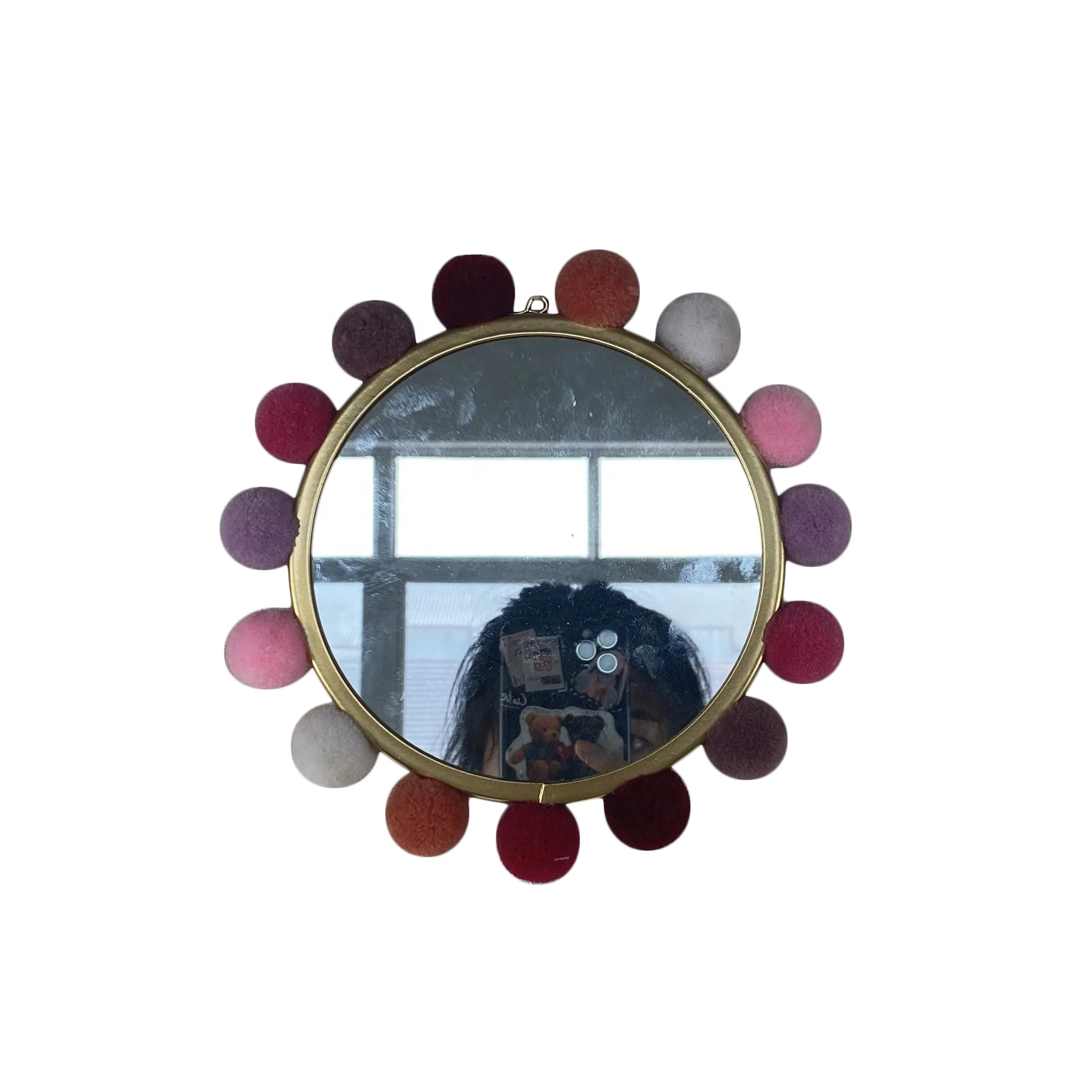 Wholesale Cute Kids Children Round Unique Decorative Wall Mount Small Metal Gold Frame Makeup Wall Mirror