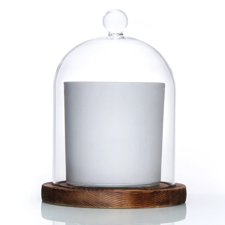 Custom Christmas Glass Candle Jar With Bell Cloche Dome Lid Scented Wax Cup Candle Holder