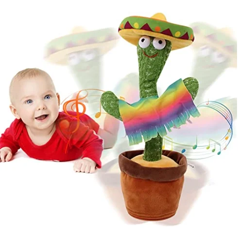 Tusalmo Electronic Shake Christmas Usb Singing 120 Songs Record recording cactus Talking Dancing Plush Cactus Toy