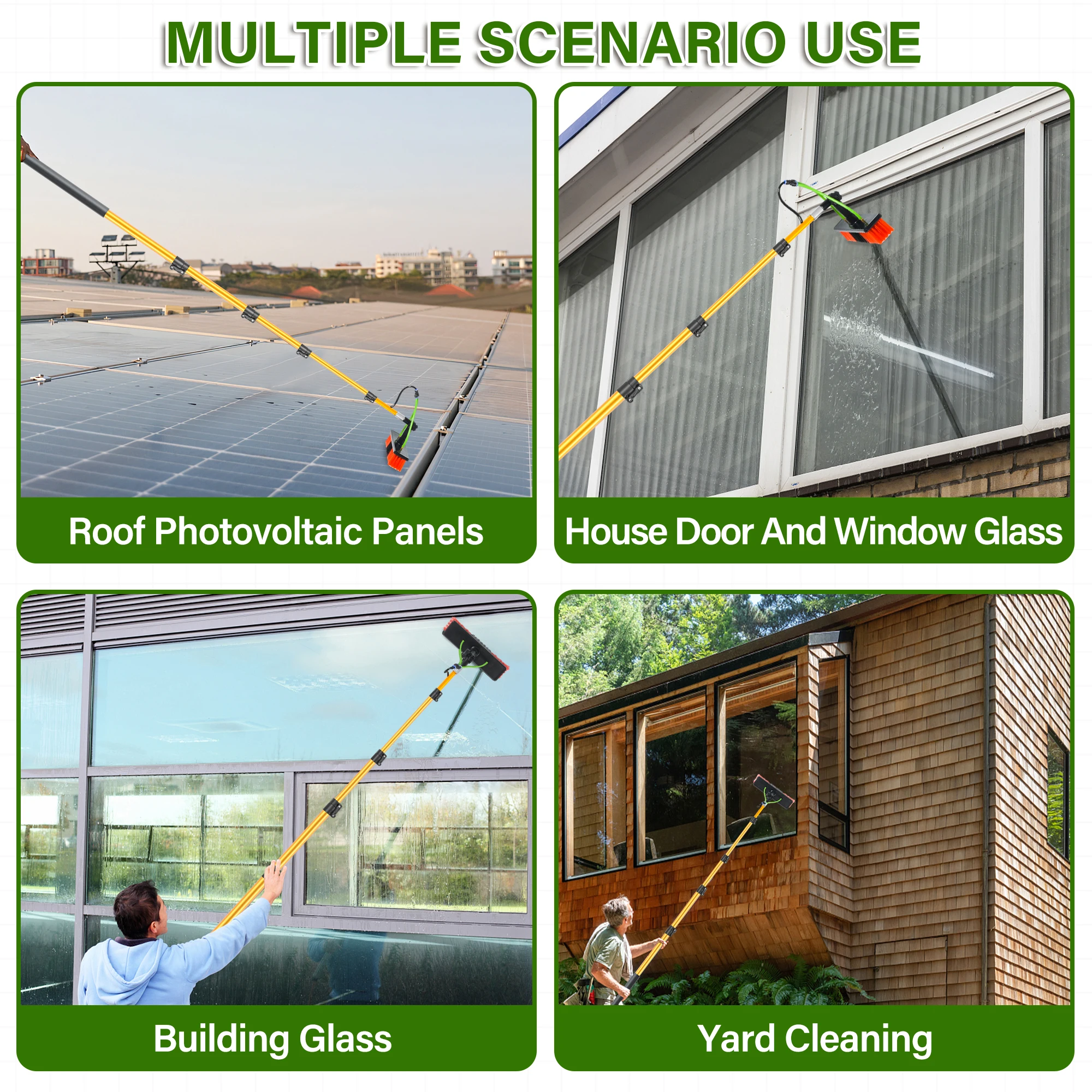 Extendable solar panel brush Water Fed Telescopic Brush Window Cleaning Pole for Extendable Cleaner Conservatory Roof