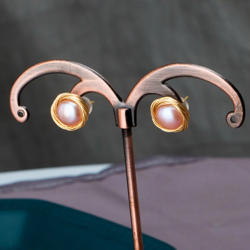 Factory Wholesale High Quality 925 Sliver Gold Color Handmade Freshwater Pearl Earring With Low Price