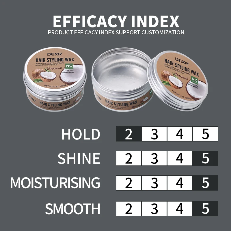 Private Logo Men Organic Coconut Oil Fruit Hair Wax Gel Edge Control Natural Light Hold Styling Hair Wax