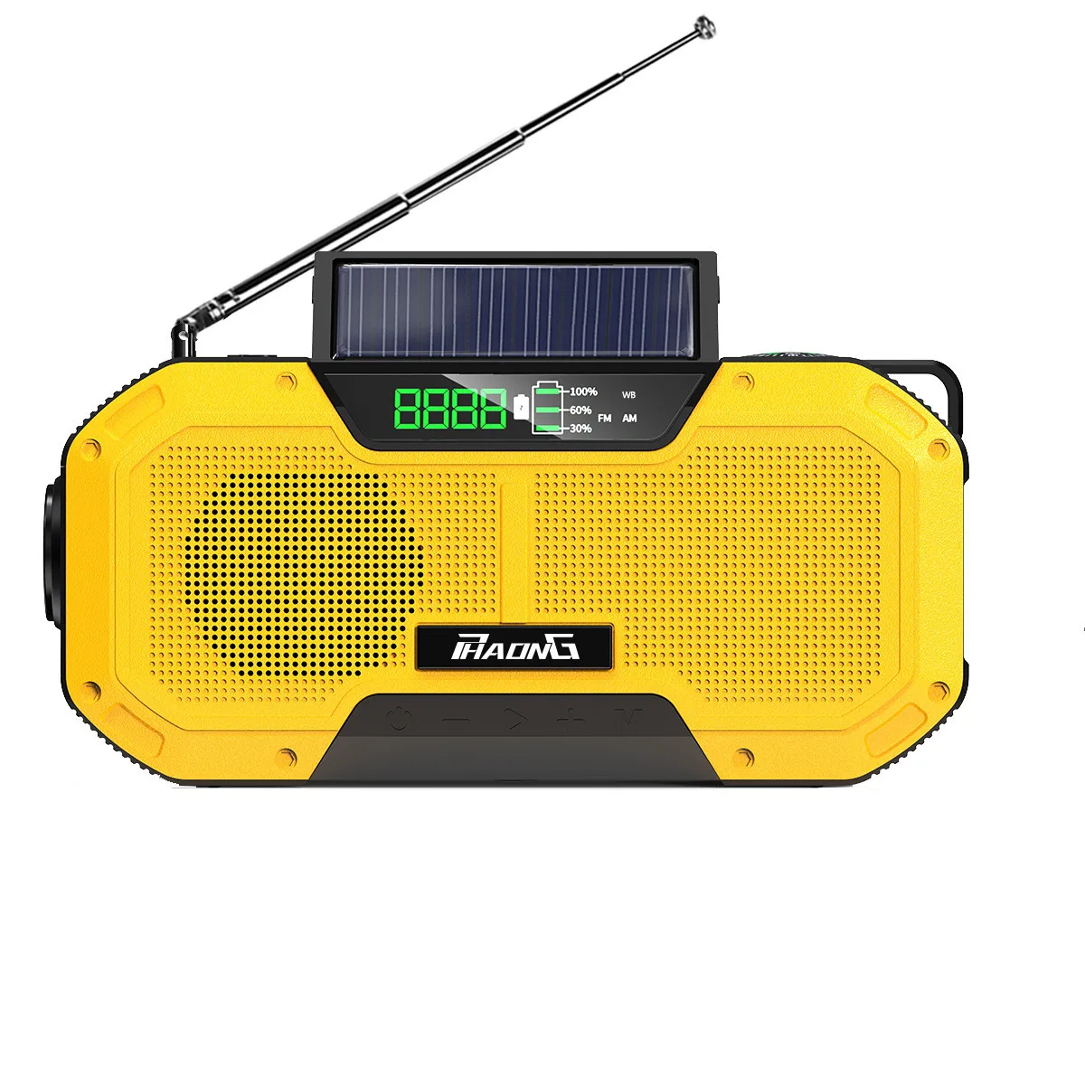 Solar Powered Am Fm Radio Emergency Hand-crank Radio With Bright Flashlight,Sos Alarm And 5000mah Power Bank