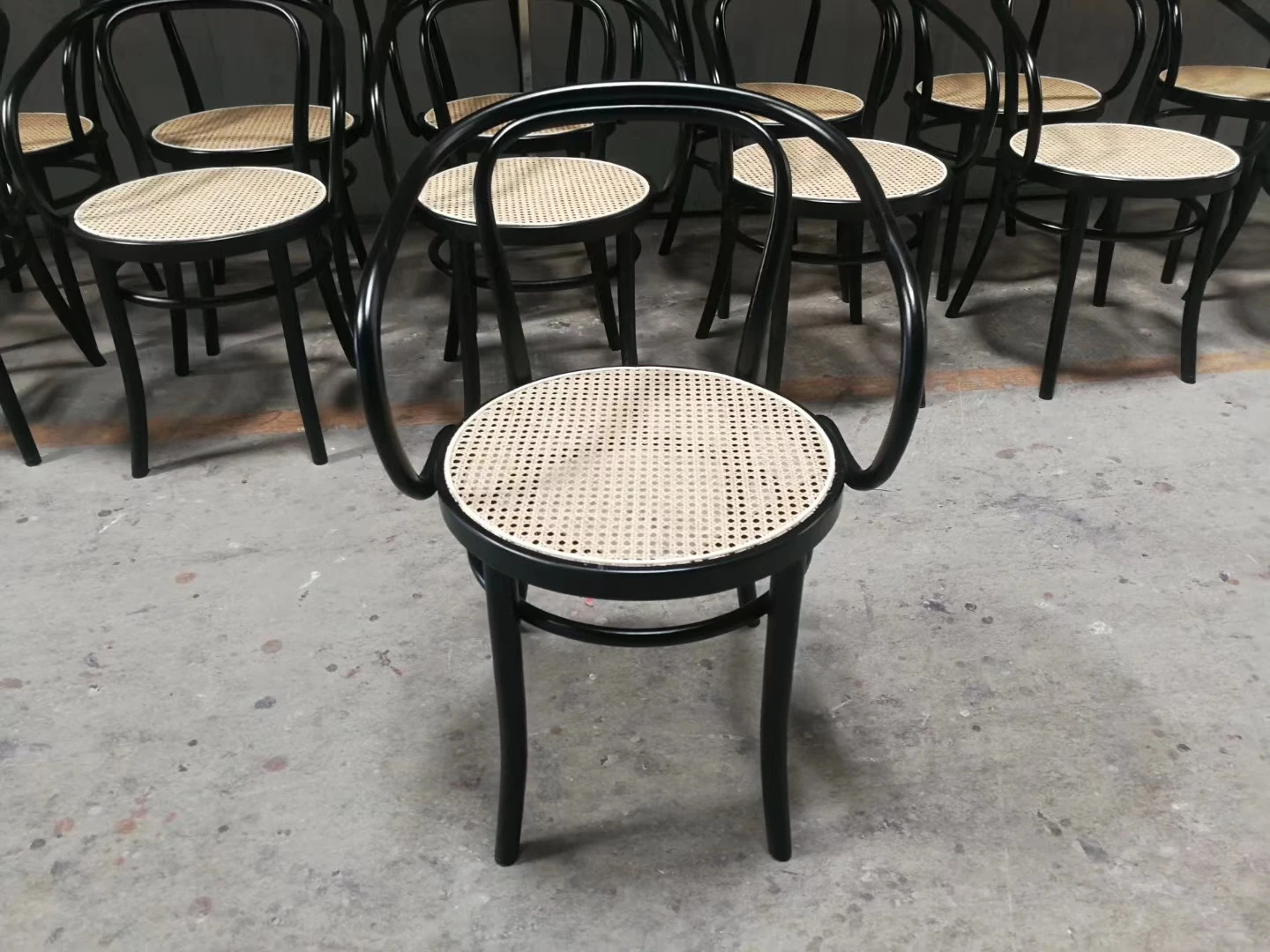 Classic  No. B9  bentwood thonet armchair with rattan seat