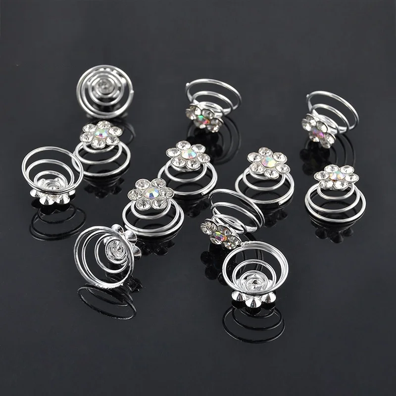 Flower butterfly wedding party bridal hair pick pearl crystal rhinestone hairpins swirl coil hair clip spiraled hair pin